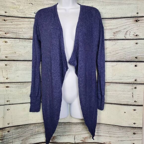 American Eagle S Navy Blue Lightweight Drape Cardigan Open Front Ribbed Knit USA - Picture 1 of 6